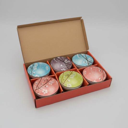 6-PCS Japanese Style Soup, Rice & Dessert Bowls set