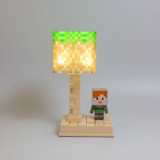 Pixel Block Style LED Table Lamp | Gaming Desk Lamp & Kids Night Light