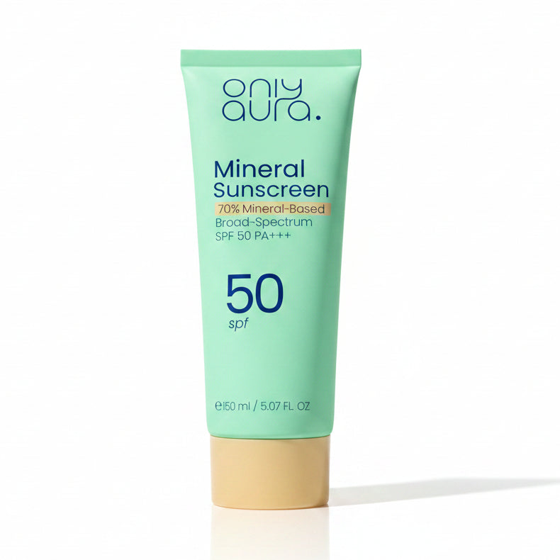 Only Aura Mineral Sunscreen SPF 50 PA+++| Broad Spectrum UV Protection