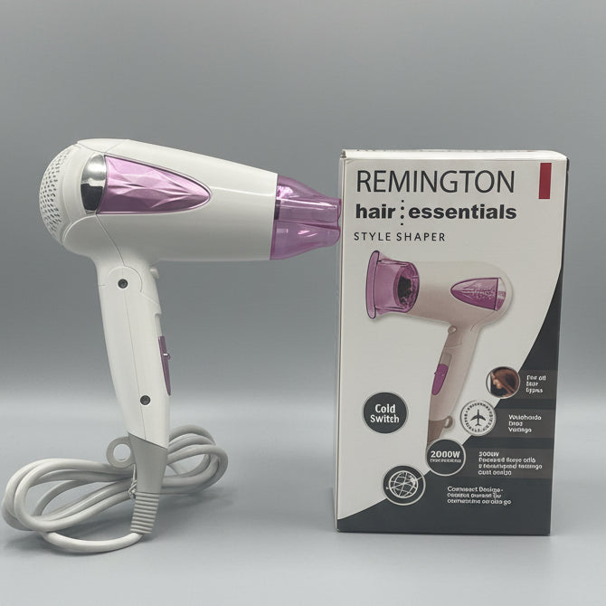 Remington Hair Essentials 2000W Foldable Hair Dryer – Pink & White