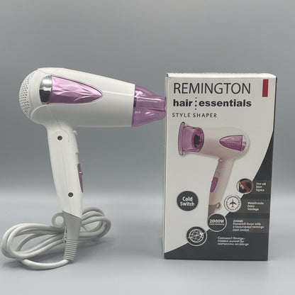 Remington Hair Essentials 2000W Foldable Hair Dryer – Pink & White