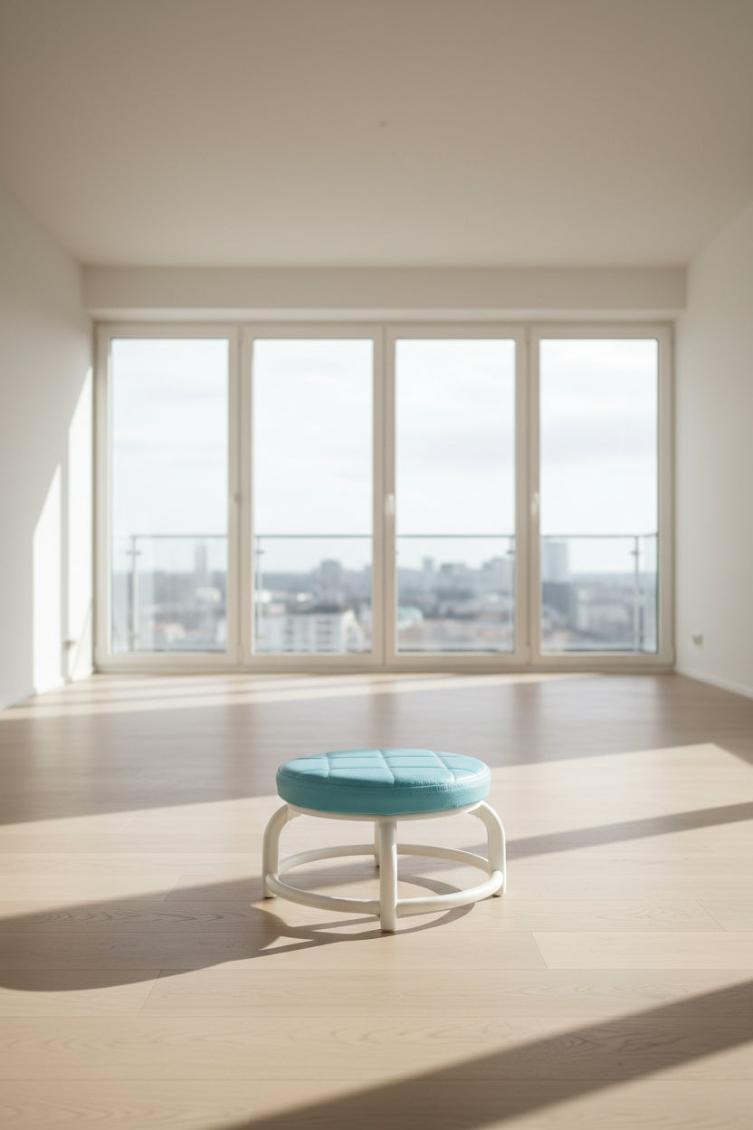 Modern Round Cushioned Stool with Metal Frame