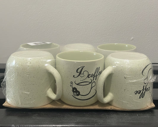 6-Piece Ceramic Coffee Mug Set – Cream Speckled Design