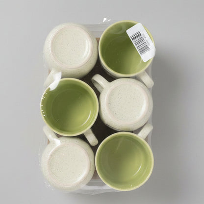 6-Piece Ceramic Coffee Mug Set – Cream Speckled Design