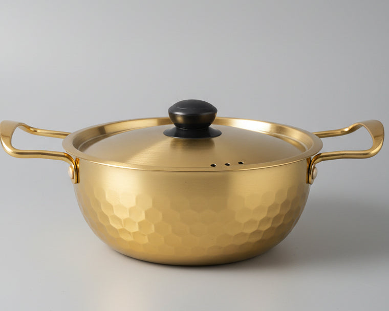 Golden Aluminum Cooking Pot with Lid