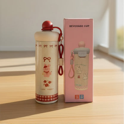 Cute Rabbit Stainless Steel Insulated Water Bottle – Hot & Cold Beverage Cup