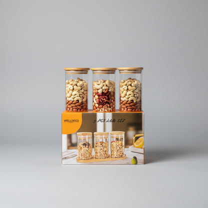 3 Pcs Airtight Glass Jar Set