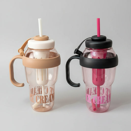 Shaped Sipper Tumbler with Straw & Stirrer