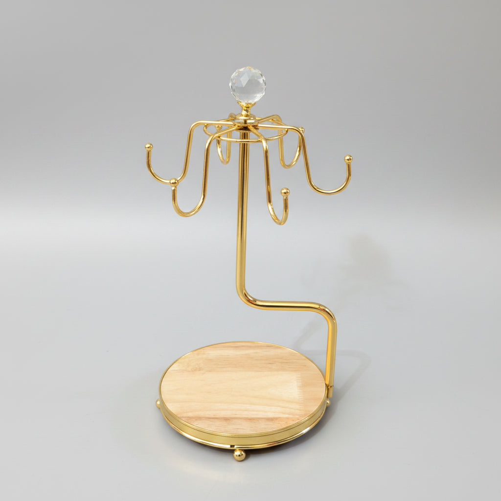 Luxury Gold & Wooden Mug Tree Holder
