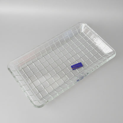 DELISOGA Rectangular Glass Fruit & Serving Tray with Gold Wire Frame