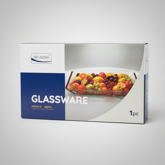 DELISOGA Rectangular Glass Fruit & Serving Tray