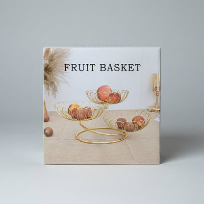 3-Tier Golden Metal Fruit Basket Stand