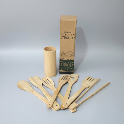 Bamboo Kitchen Utensil Set – 8 Pcs