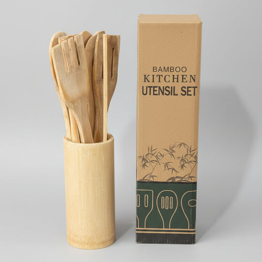 Bamboo Kitchen Utensil Set – 8 Pcs