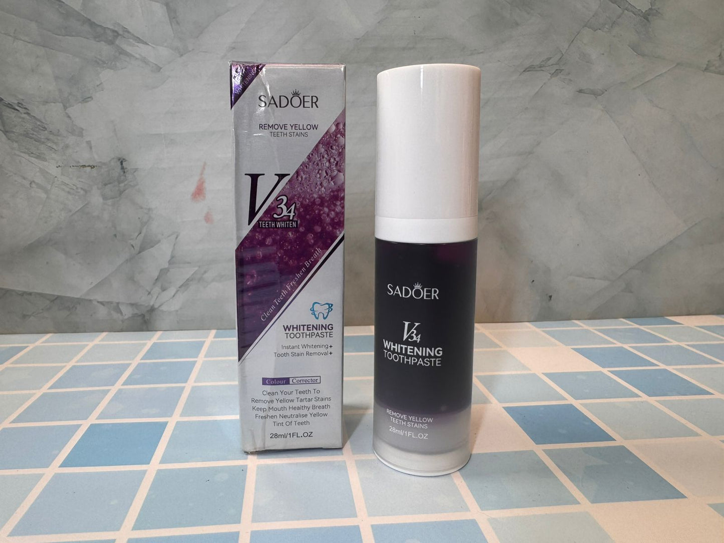 SADOER V34 Color Corrector Teeth Whitening Serum – Instant Brightening Effect