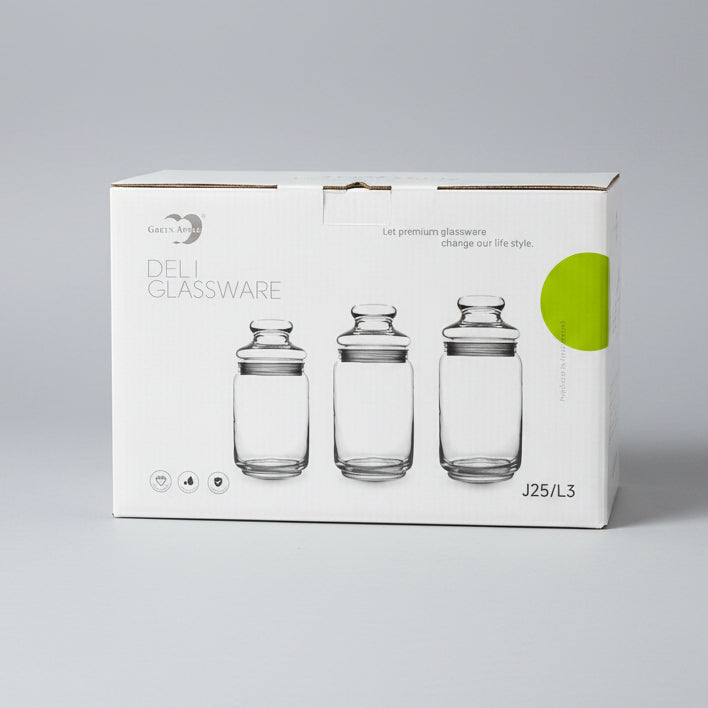 3-Piece Airtight Glass Storage Jar Canister Set