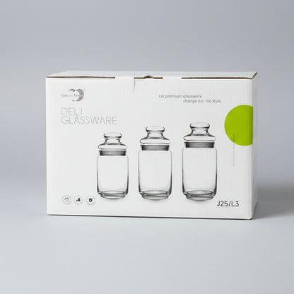 3-Piece Airtight Glass Storage Jar Canister Set