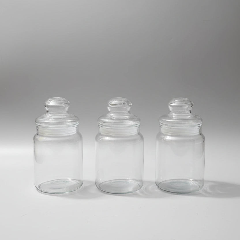 3-Piece Airtight Glass Storage Jar Canister Set