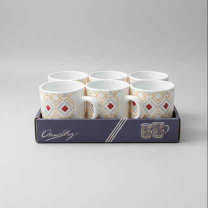6-Piece Heat-Resistant Printed Ceramic Tea & Coffee Mug Set