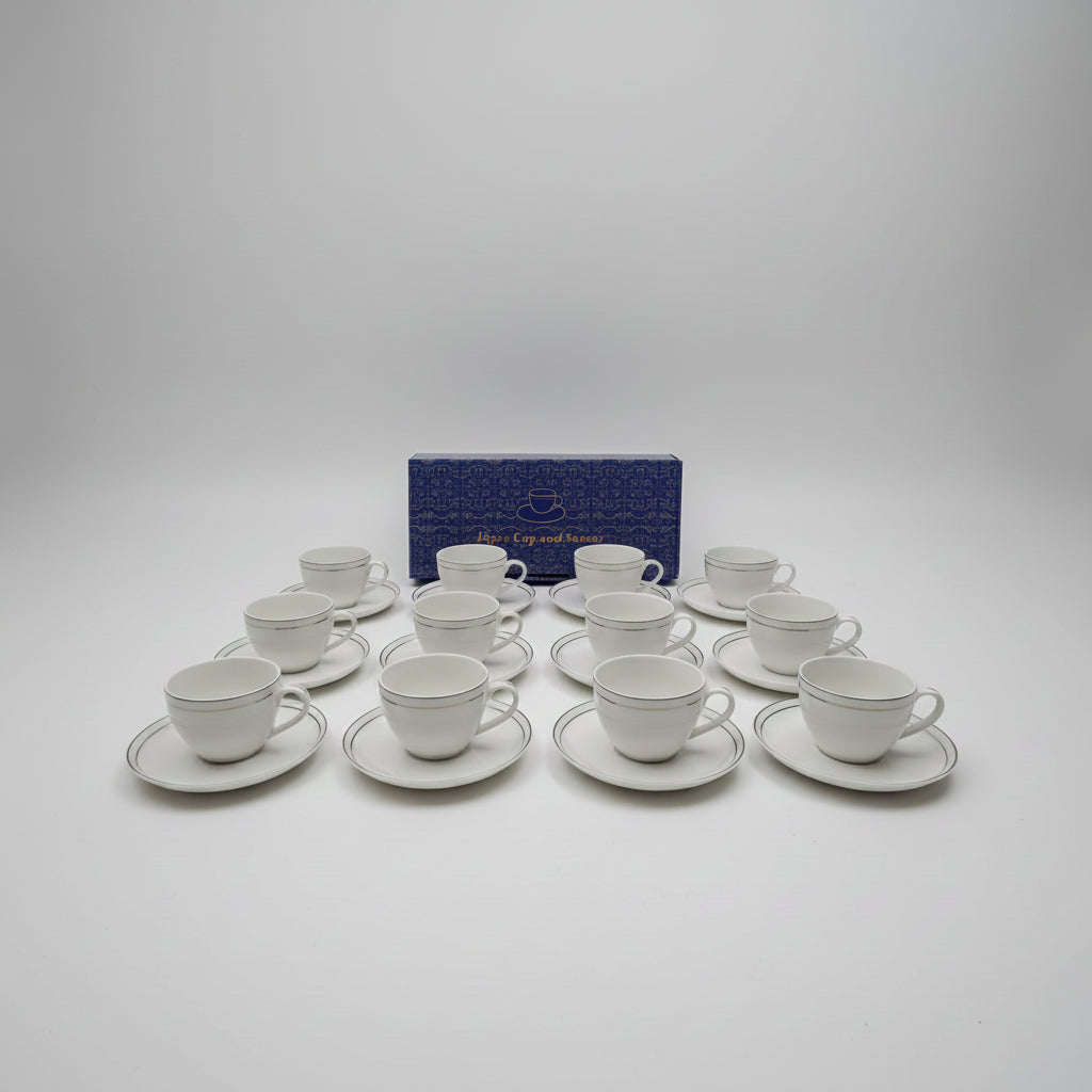 12-Piece Ceramic Tea Cup and Saucer Set (Service for 6)