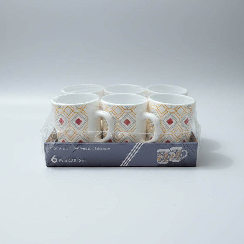 6-Piece Heat-Resistant Printed Ceramic Tea & Coffee Mug Set