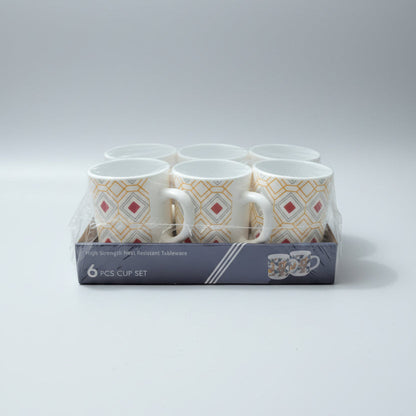 6-Piece Heat-Resistant Printed Ceramic Tea & Coffee Mug Set