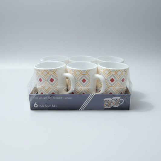 6-Piece Heat-Resistant Printed Ceramic Tea & Coffee Mug Set