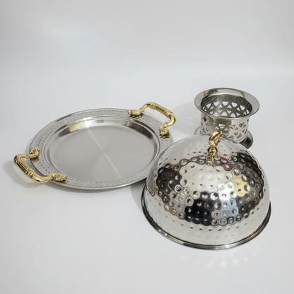 Stainless Steel Chafing Dish Hot Pot with Dome Lid & Candle Stand
