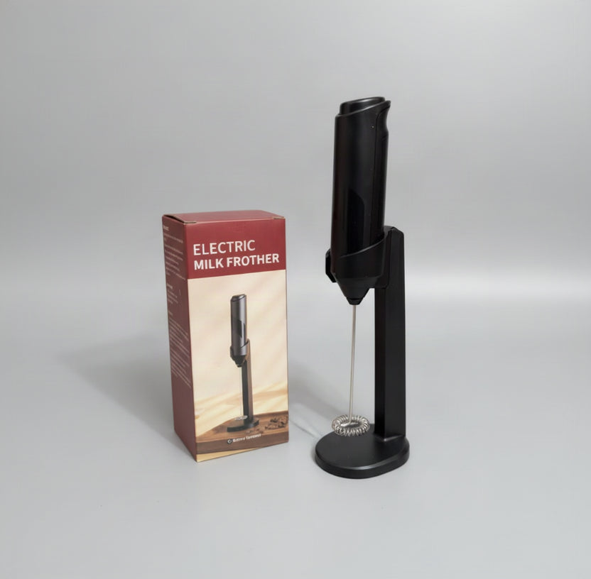 Electric Handheld Milk Frother with Stainless Steel Stand
