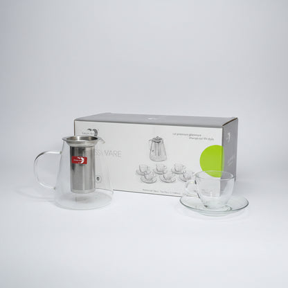 Green Apple 13-Piece Glass Teapot & Kahwa Cup Set