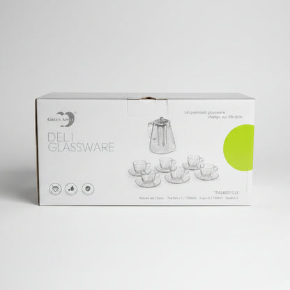Green Apple 13-Piece Glass Teapot & Kahwa Cup Set