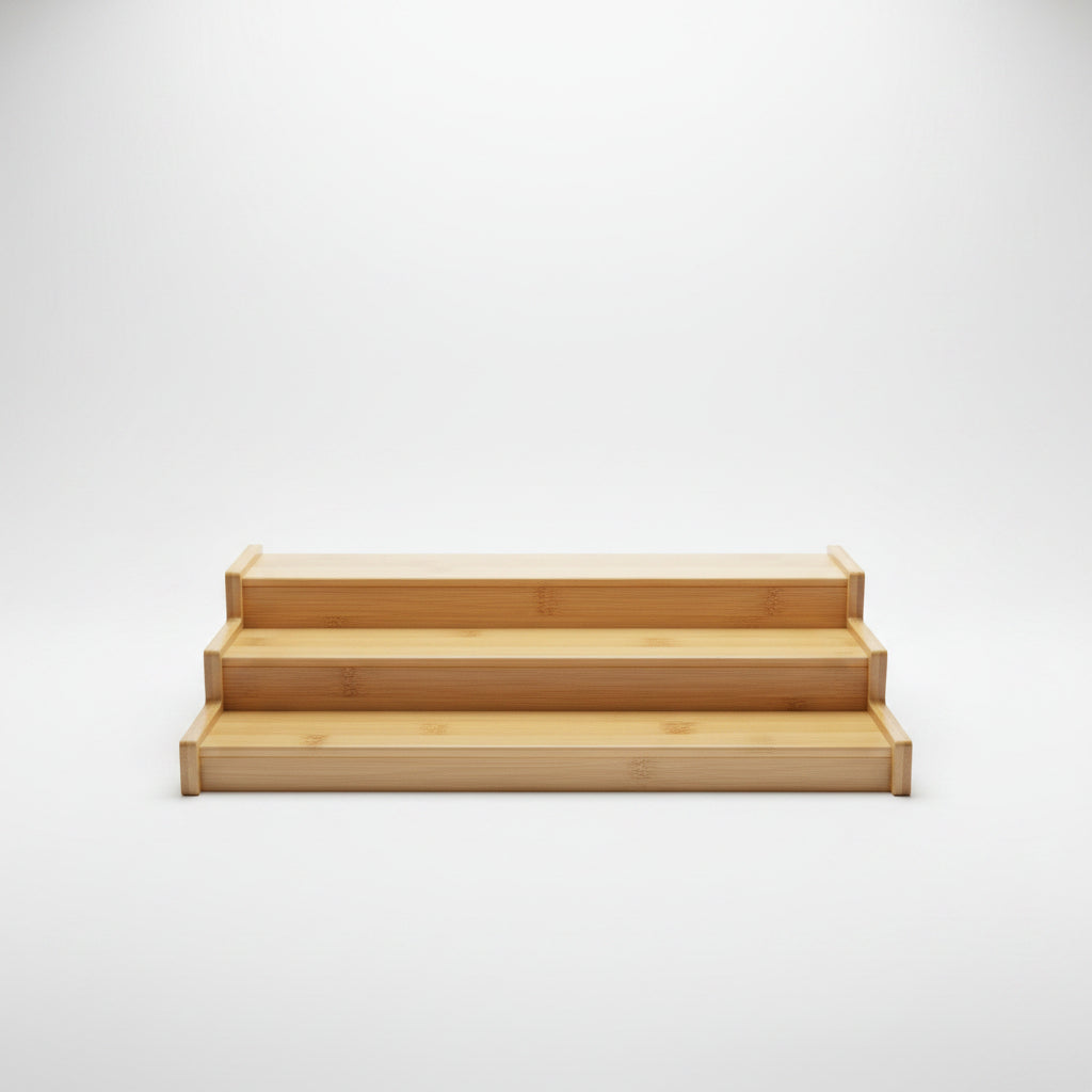 3-Tier Bamboo Spice Rack & Cabinet Step Organizer
