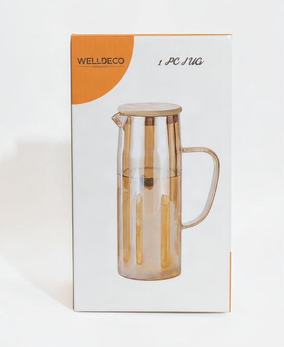WELLDECO Heat-Resistant Borosilicate Glass Water Jug with Bamboo Lid