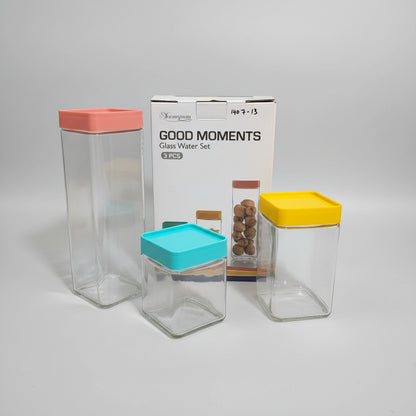 Xuanyuan 3-Piece Airtight Glass Storage Jar Container Set