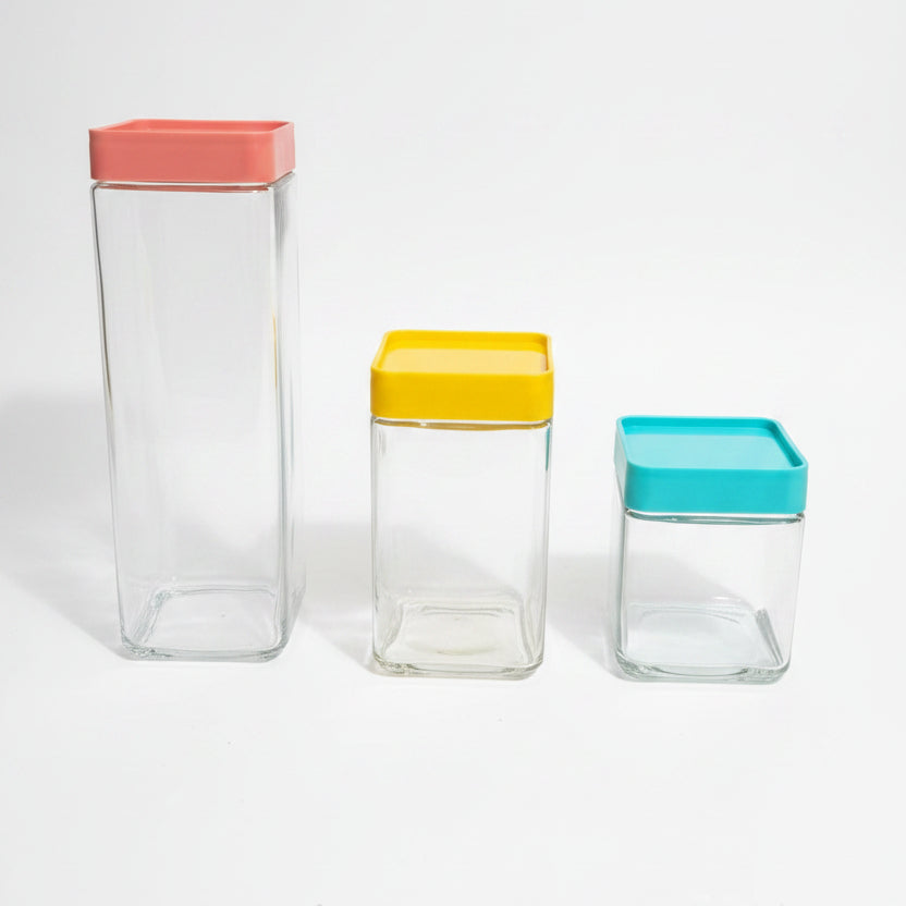 Xuanyuan 3-Piece Airtight Glass Storage Jar Container Set