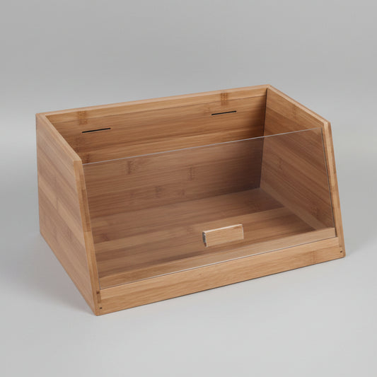 Natural Bamboo Bread Box with Clear Acrylic Drop-Down Window