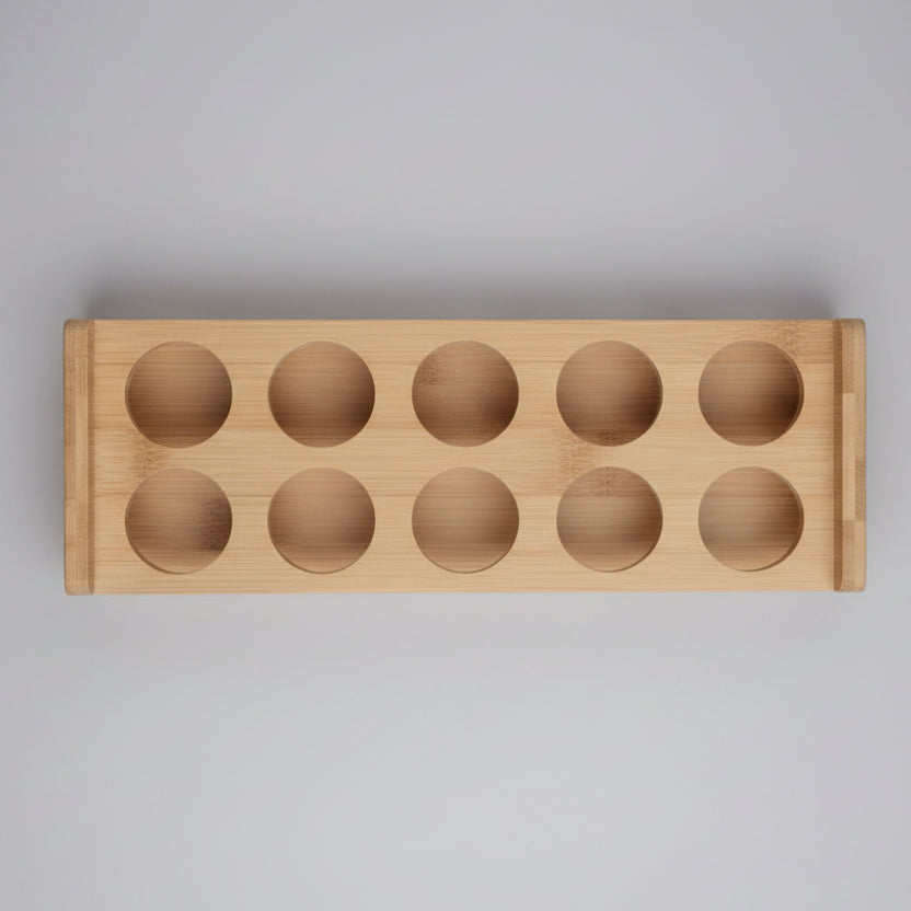 Natural Bamboo 12-Grid Egg Holder Tray Organizer