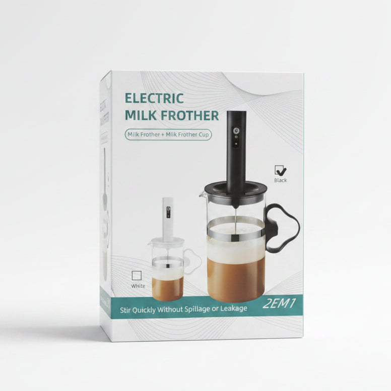 2in1 Electric Milk Frother Pitcher & Coffee Foamer Cup Set