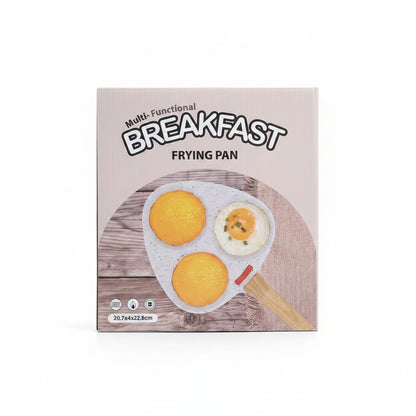 3-Hole Non-Stick Breakfast Frying Pan with Wooden Handle