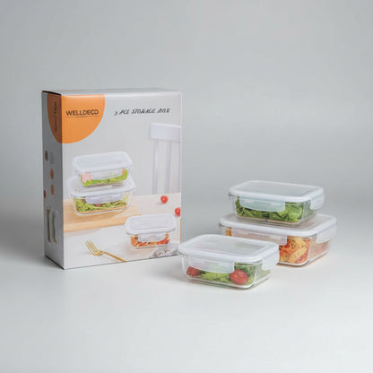 WELLDECO 3 Pcs Glass Storage Box Set with Airtight Locking Lids