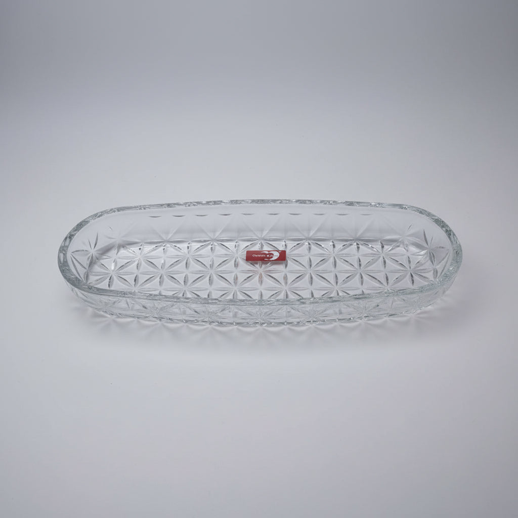 Green Apple Oval Glass Serving Platter / Tray