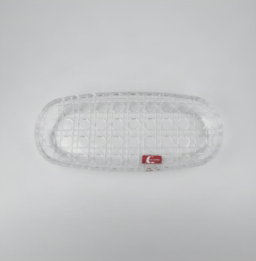 Green Apple Oval Glass Serving Platter / Tray