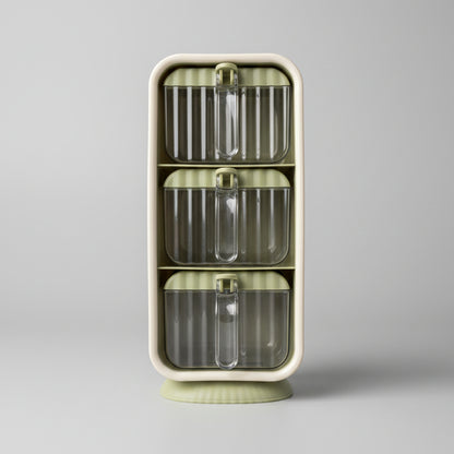 3-Grid Wall-Mounted Seasoning Box Rack Set with Spoons