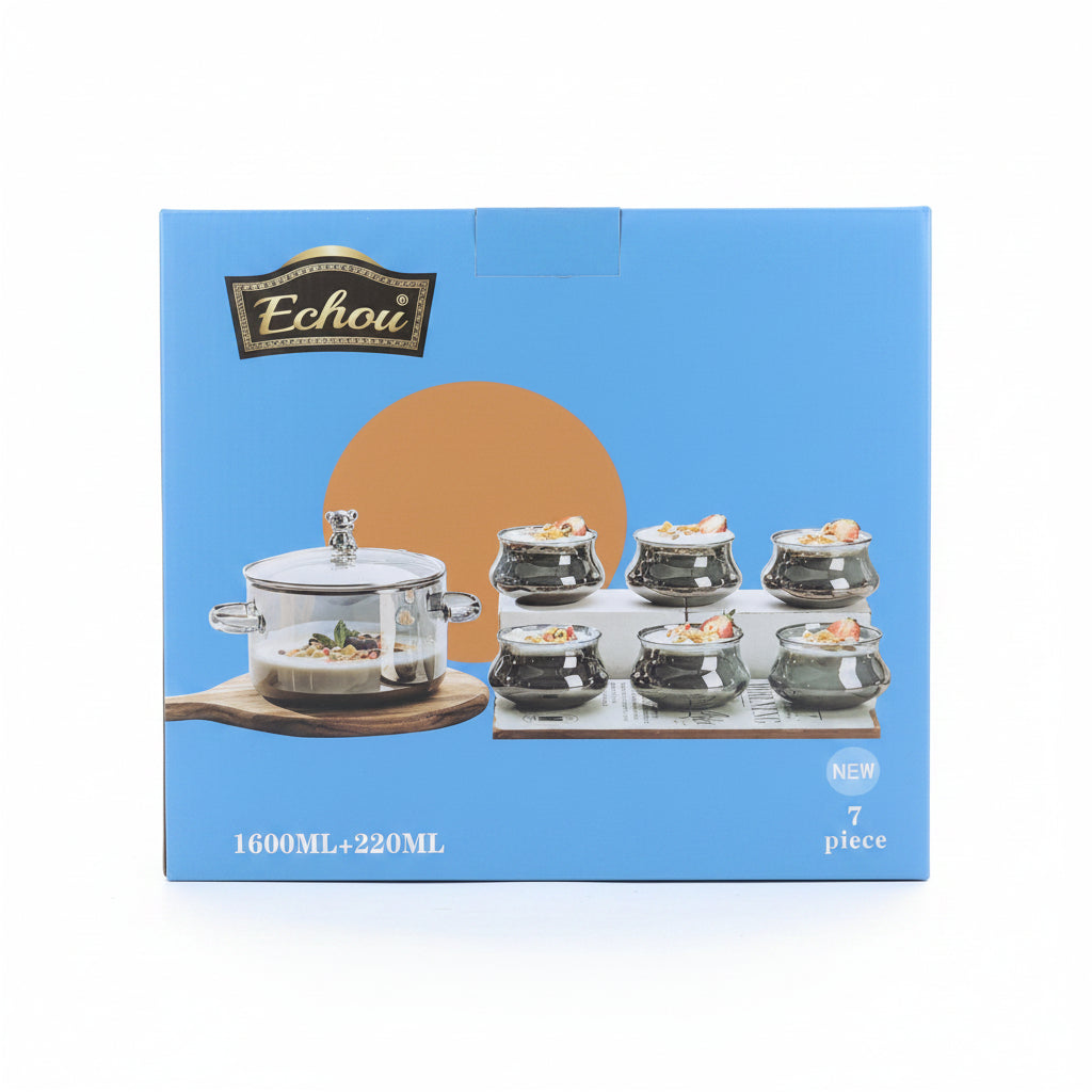 Echou 7-Piece Glass Dessert & Serving Bowl Set with Lid