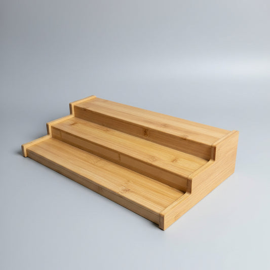 3-Tier Bamboo Spice Rack & Cabinet Step Organizer