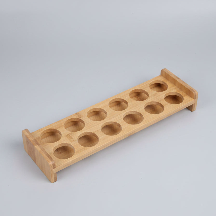 Natural Bamboo 12-Grid Egg Holder Tray Organizer