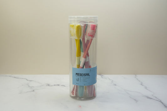 8 Pack Premium Toothbrush Set with Tongue Cleaner & Travel Bottle Soft Bristles Dental Care Kit