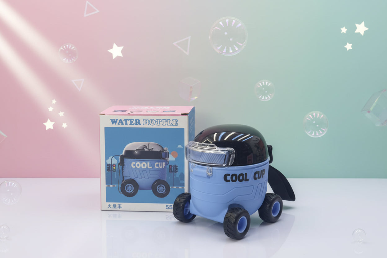Cute Kids Water Bottle Tyre Base Cups – Easy Carry & Spill-Resistant