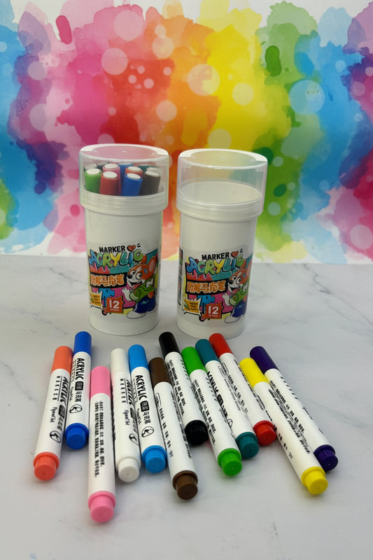 12 Color Marker Pen Set Vibrant Multicolor Markers for Drawing, Sketching & School Use | High Quality & Durable