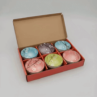 6-PCS Japanese Style Soup, Rice & Dessert Bowls set